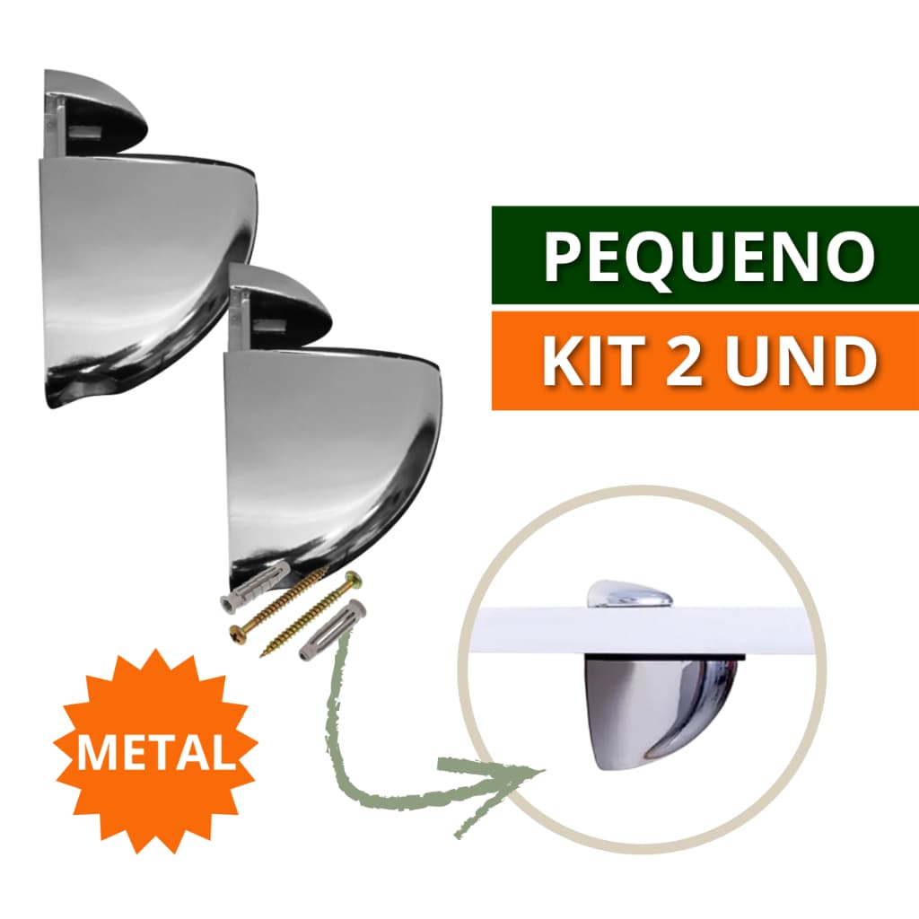 Kit 02 Suporte de Prateleira Organizadora Horizontal Tucano Pequeno Metal Zamac Para Vidro Madeira