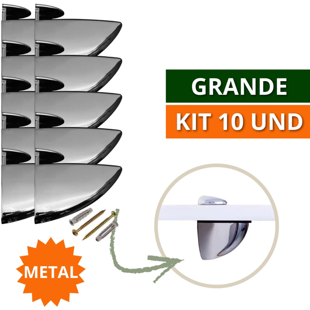 Kit 08 e 10 Suporte de Prateleira Organizadora Horizontal Tucano Grande Metal Zamac Para Vidro Madeira