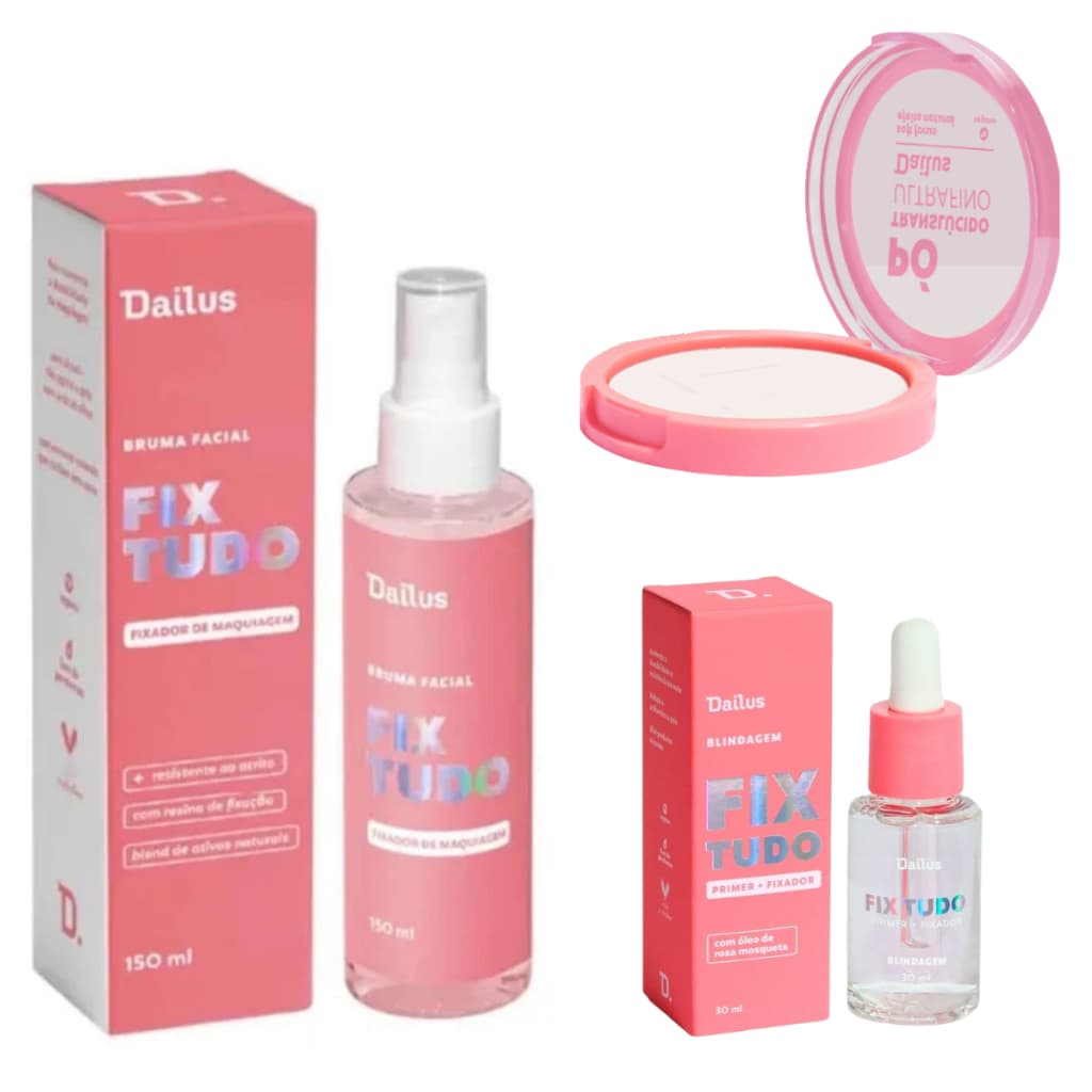 Kit Bruma Facial + Blindagem Primer + Pó Translucido Ultrafino Dailus