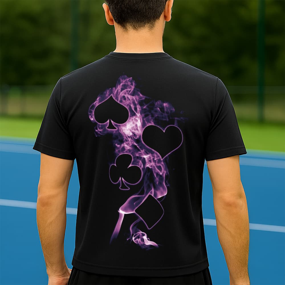 Camiseta Dry Fit Masculina Estampada Baralho Roxo P ao GG Leve Respirável Academia Treino