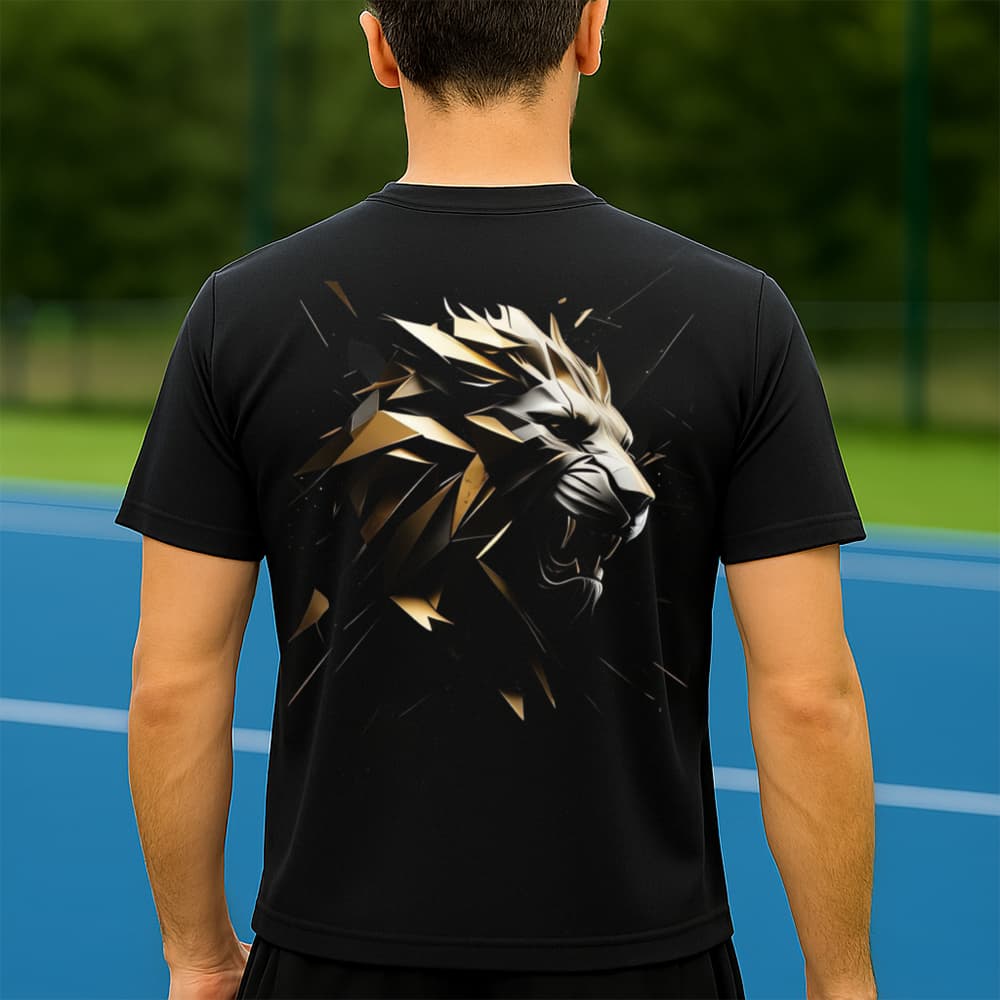 Camiseta Dry Fit Masculina Estampada Leão Fragmentado P ao GG Leve Respirável Academia Treino