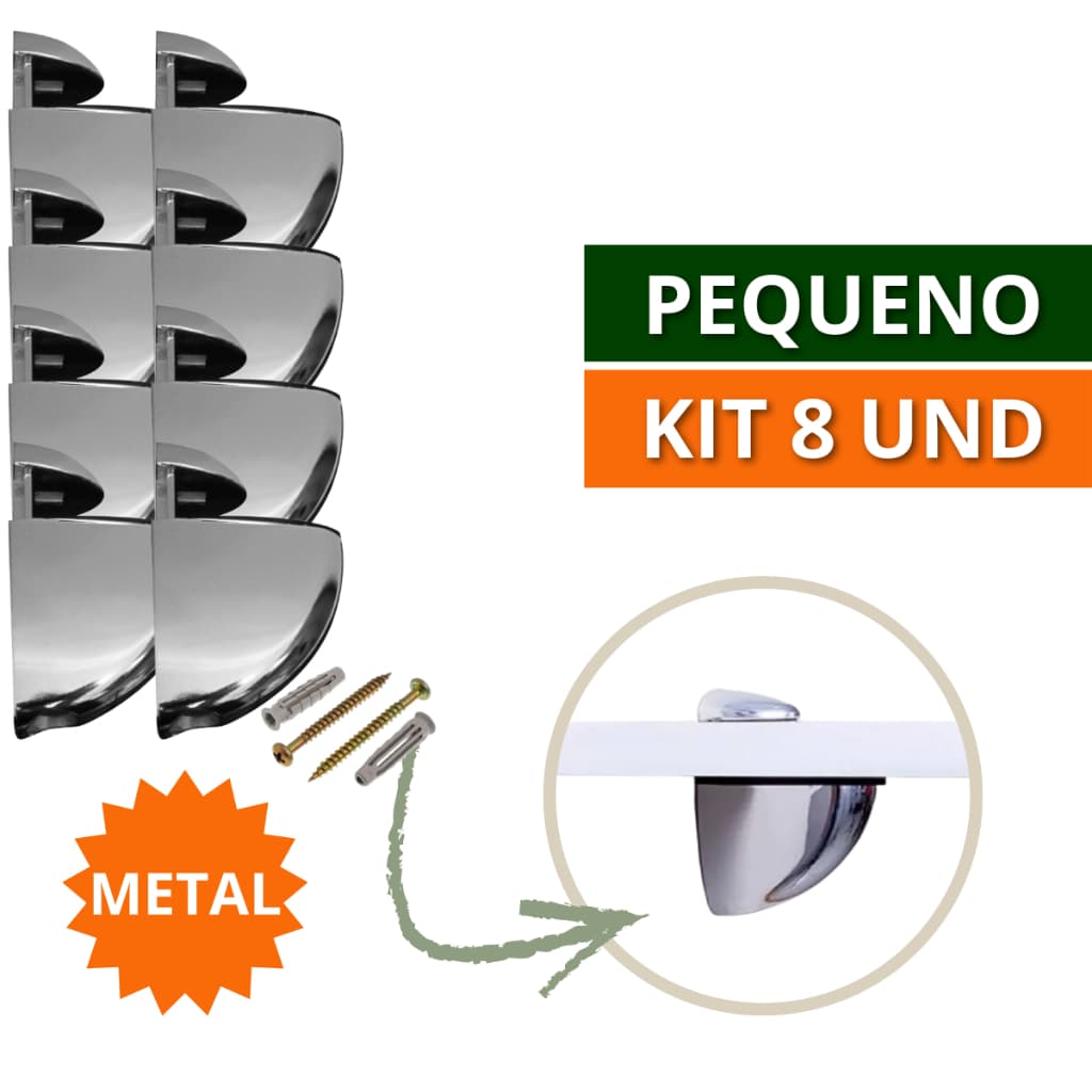 Kit 06 e 08 Suporte de Prateleira Organizadora Horizontal Tucano Pequeno Metal Zamac Para Vidro Madeira