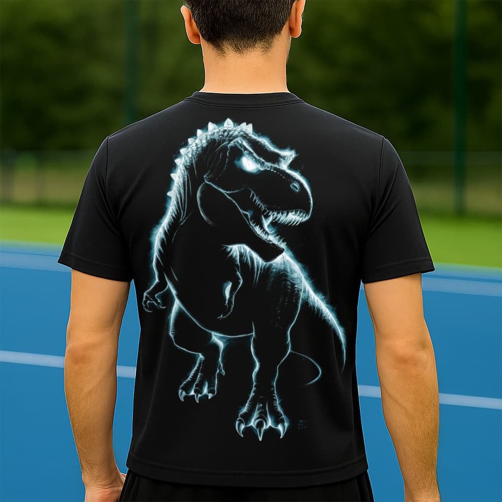 Camiseta Dry Fit Masculina Estampada Dinossauro Raio-X P ao GG Leve Respirável Academia Treino