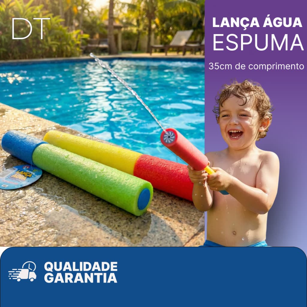 Bastão Lança Água de Espuma de 35cm Brinquedo de Espirrar Água Com Bastão Acolchoado e Seguro