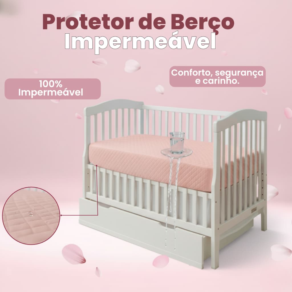 Protetor Impermeável Berço Bebê Colchão Higiene Prática Enxoval Proteção Completa