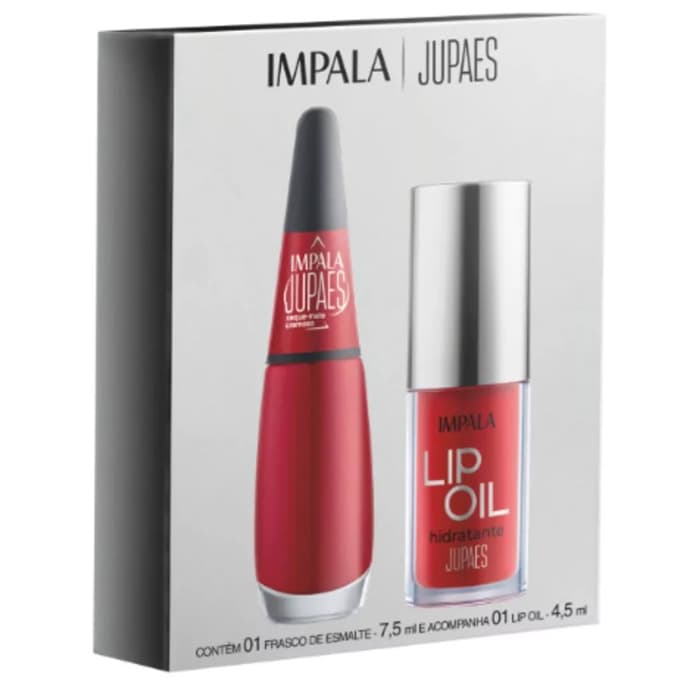 KIT IMPALA JU PAES VIRANDO O JOGO APOSTA ALTA: 1 ESMALTE CREMOSO E 1 LIP OIL HIDRATANTE