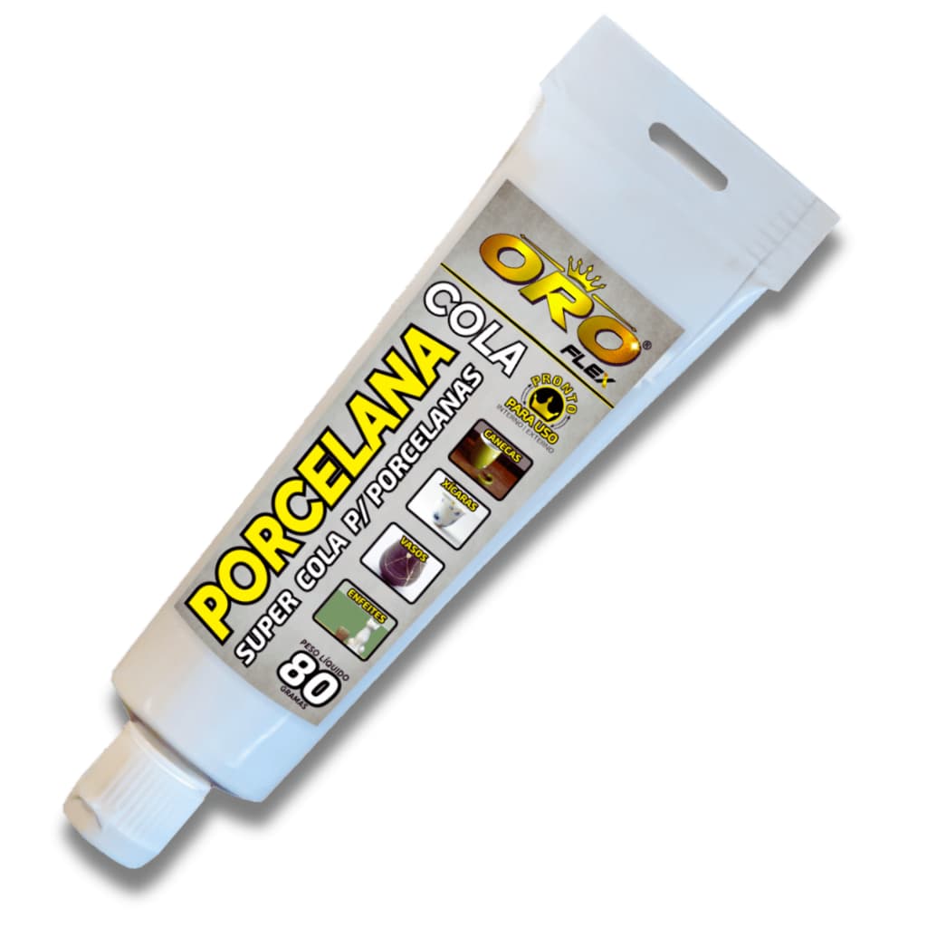 COLA atóxica p/ consertar louças PORCELANAS OROFLEX pratos tigelas xícaras fácil e sem cheiro 80G