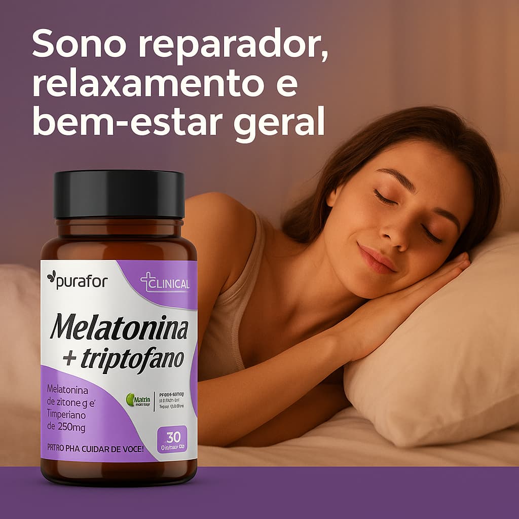 Adeus Insônia: Melatonina + Triptofano Purafor Para Noites Tranquilas e Sono Restaurador