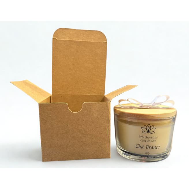 Caixas para Vela Aromática A8,5xL8xP8cm p/ Mini Caneca ou Copo Whisky Kraft com Visor e Acetato