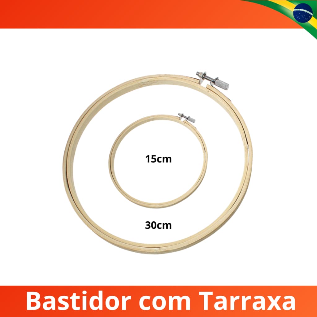 Bastidor Bamboo Madeira Com Tarraxa Ajustável Regulador Bordado Artesanato 15cm ou 30cm