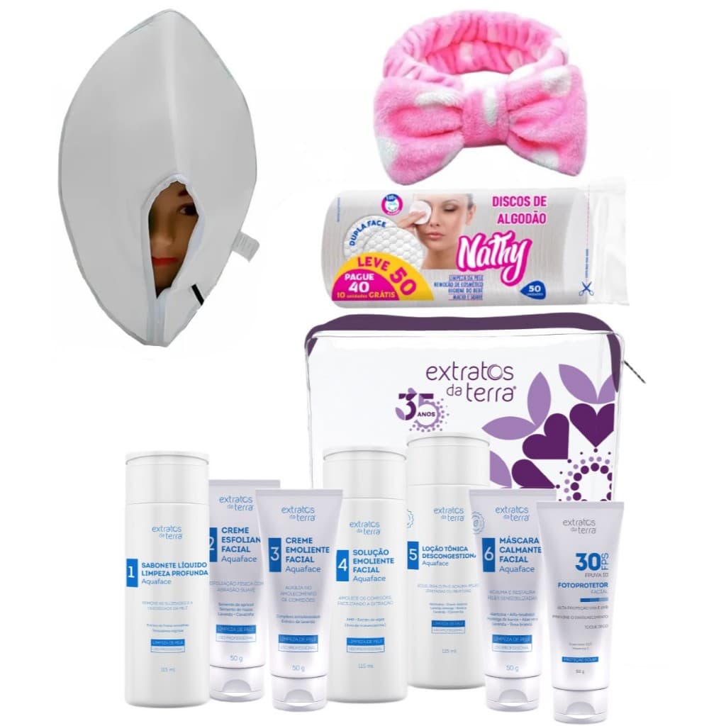 Kit Limpeza De Pele Completo Mini Mascara 220v Extratos Da Terra