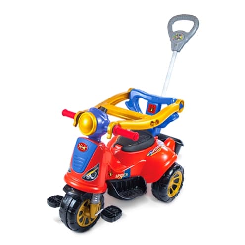 Triciclo Carrinho Motoca de Empurrar e Pedalar Avespa Multicolorido Maral Brinquedos