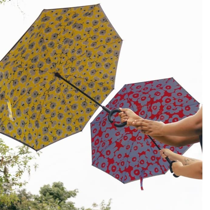 GUARDA CHUVA INVERTIDO FLORAL - MOR