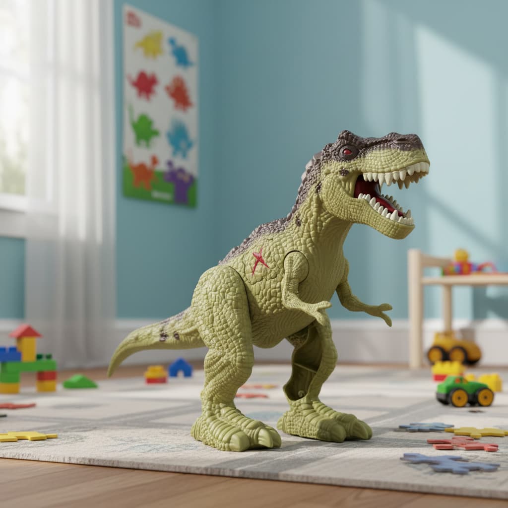 Brinquedo Dinossauro com Rugido, Luz nos Olhos e Articulações para Aventura Criativa Infantil