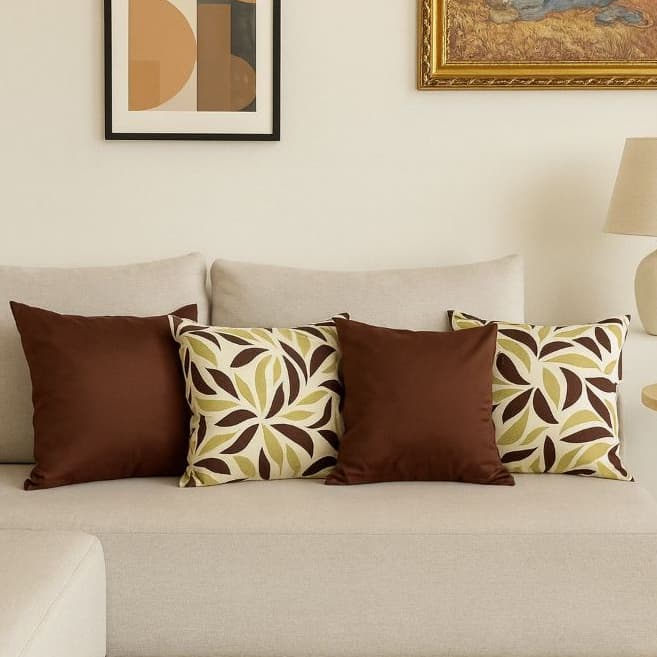 Capas de Almofada Conjunto com 4 Capas Lisas e Estampadas com Zíper