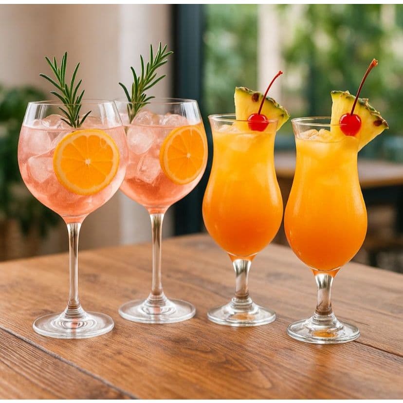Conjunto 4 peças 2 Taças de Gin Royal 615ml e 2 Taças Coquetel 380ml Vidro