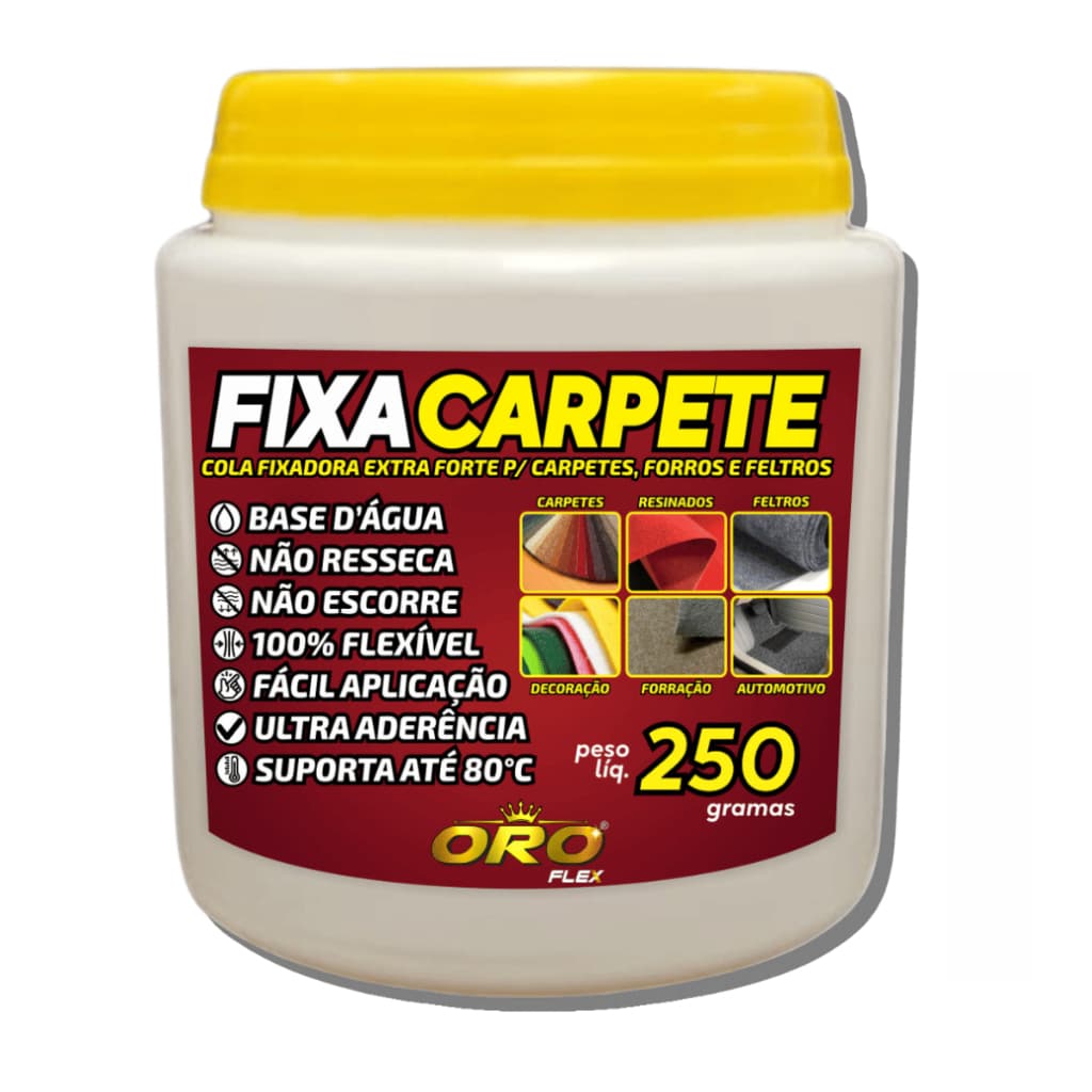 Cola FIXA CARPETE, forros, feltros, courvin, tapeçaria, finalizadora 250GR OROFLEX