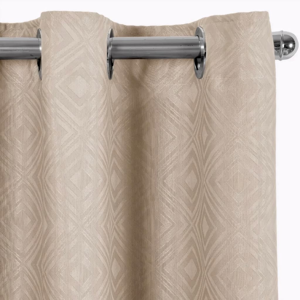 Cortina Jacquard Geométrica Estampada 4,00 x 2,60m De Sala Para Varão de 3m