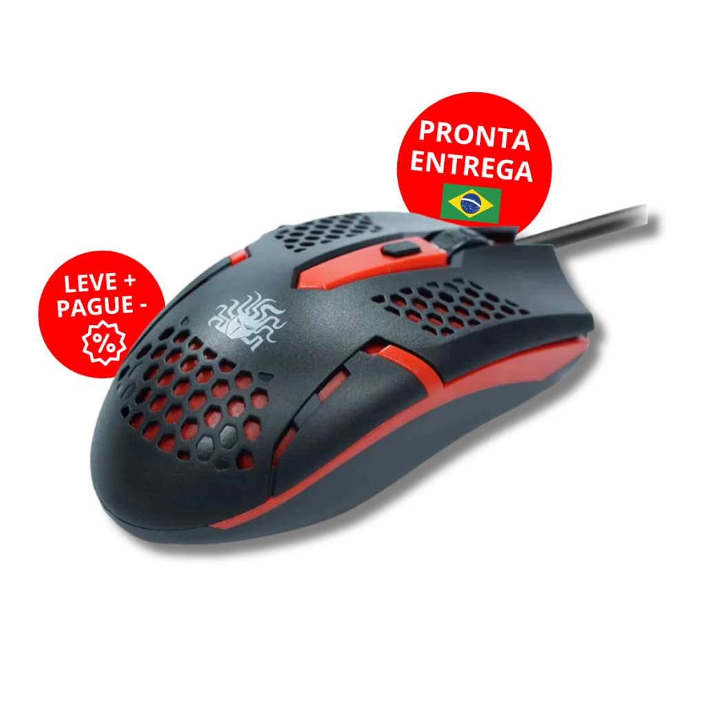 Mouse Gamer 1500 Dpi Usb Com Fio Luminoso Rgb Pc Computador + Mouse Pad