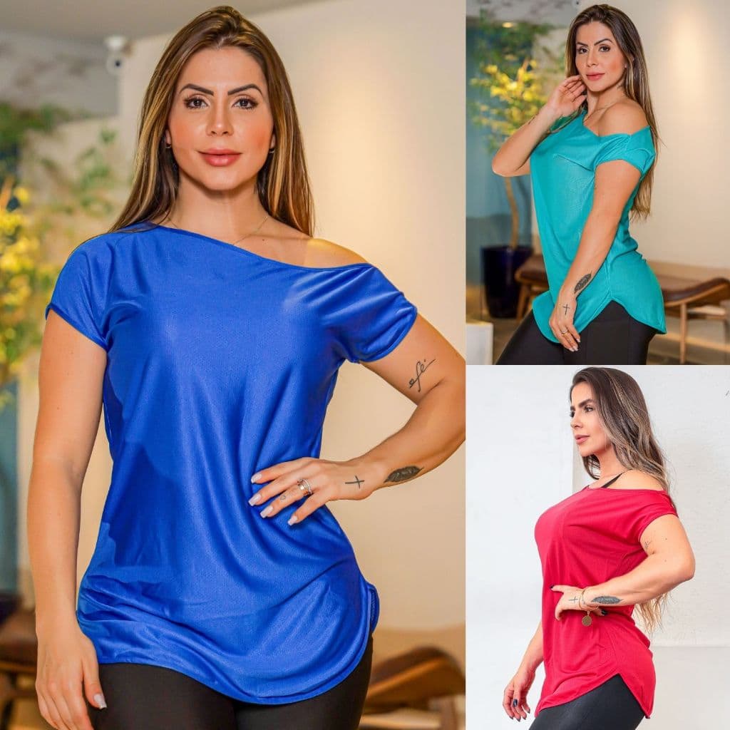 Camiseta Academia Dryfit Seca Rápido Fitness Ombro Só Confortável Feminina Envio Rápido 24H Oferta