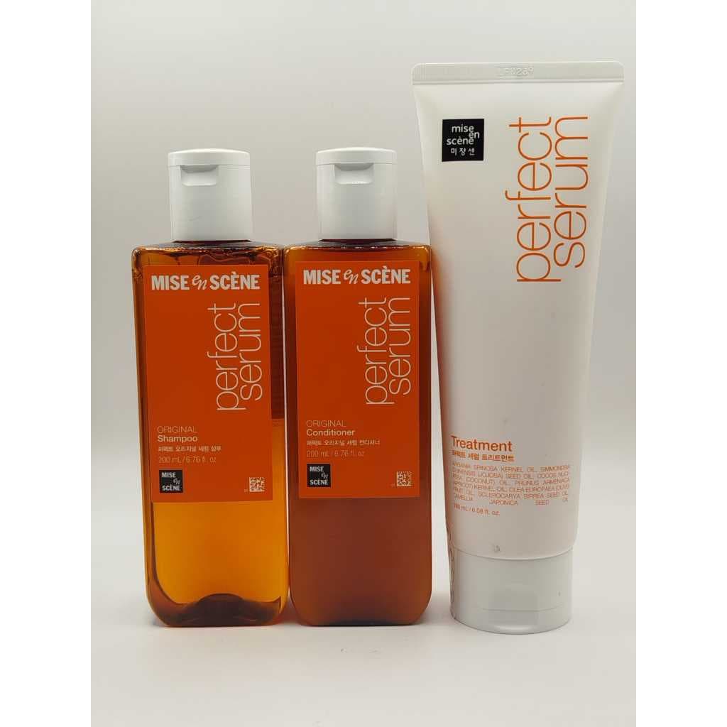 KIT PERFECT SERUM ORIGINAL SHAMPOO + CONDICIONADOR 200ML + TREATMENT 180ML – MISE EN SCENE