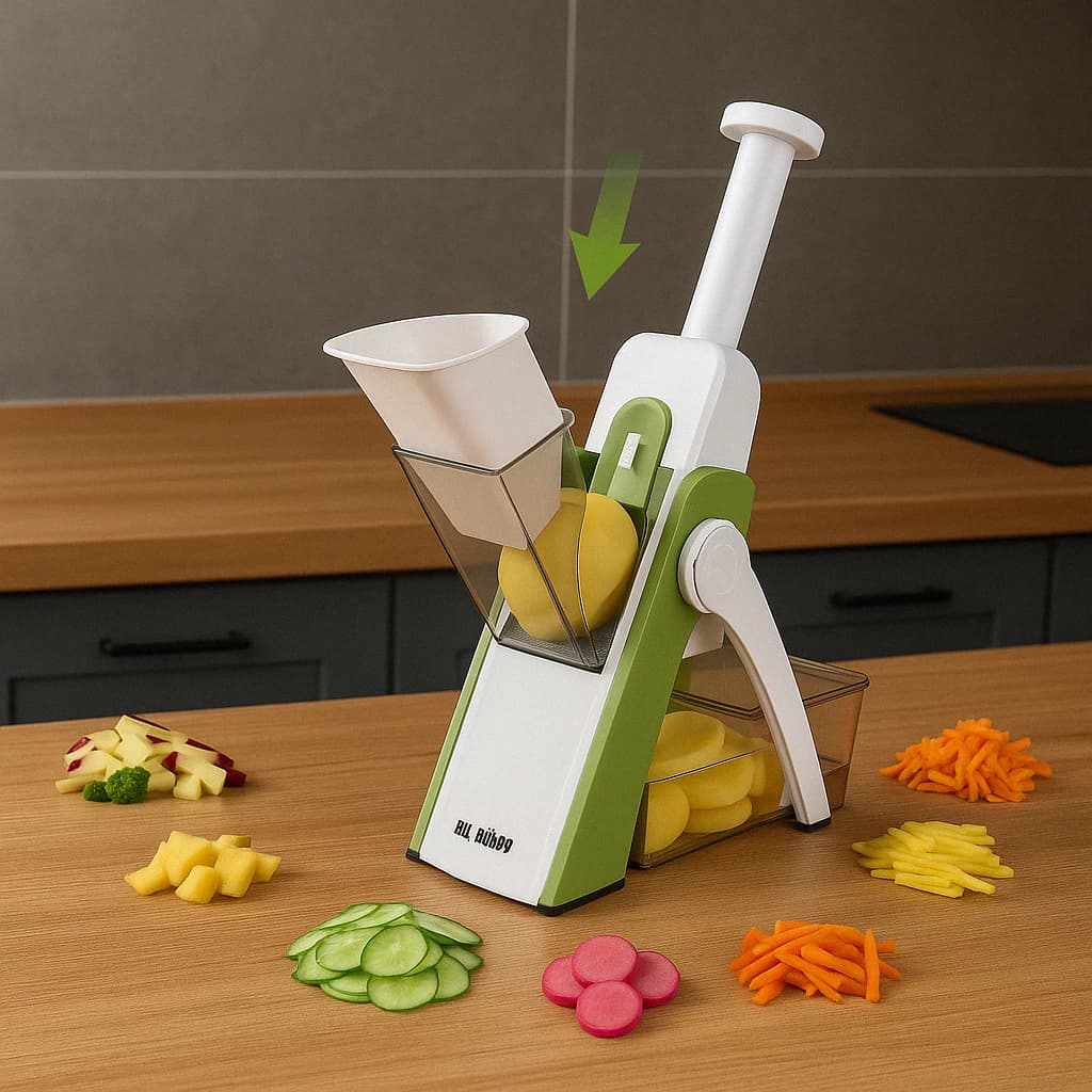 Cortador Fatiador Mandoline Multifuncional 5 Funções para Cortar Batata Legumes e Vegetais Alta Qualidade Cores Sortidas