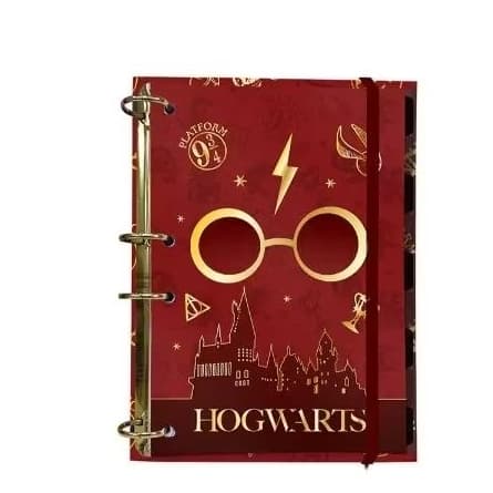Fichário colegial 4 arg. 144fls + estojo Harry Potter