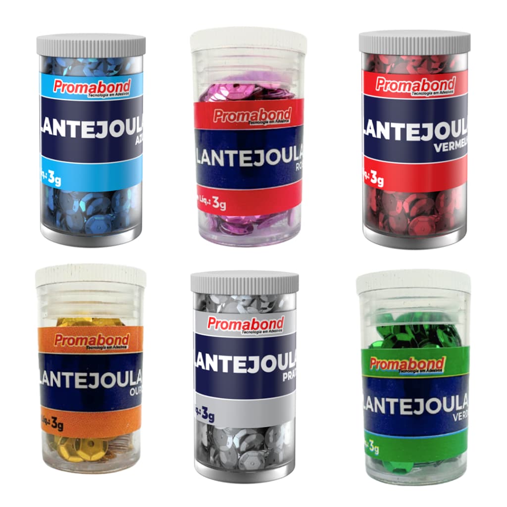 Kit com 6 Lantejoula Metalizada Todas Cores 3g