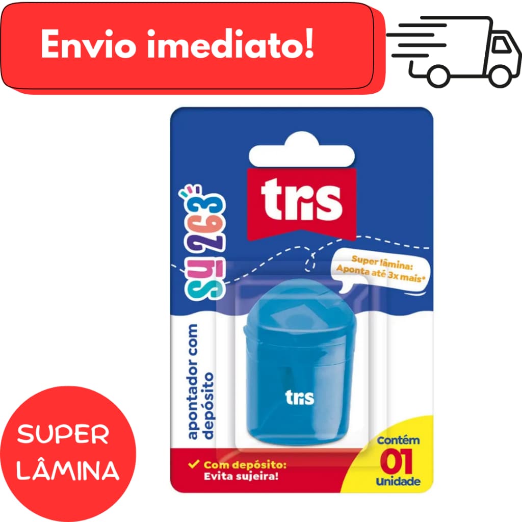 Apontador com Depósito Su263 – Cores Sortidas – Cartela C/1 un – Tris