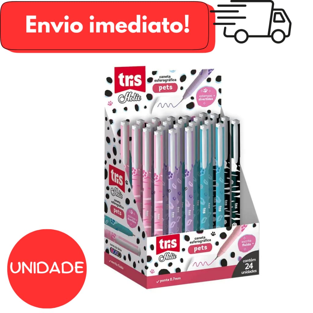 Caneta Esferográfica Holic Pets – 0.7mm –  kit c/ 4Unidades – Tris