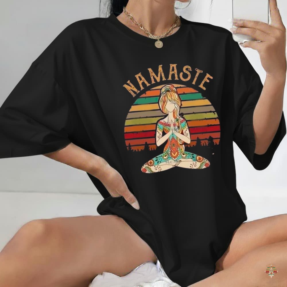 Camiseta T-shirt Estampada NAMASTE 100% Algodão Premium Camisa Feminina Yoga Academia e Caminhada