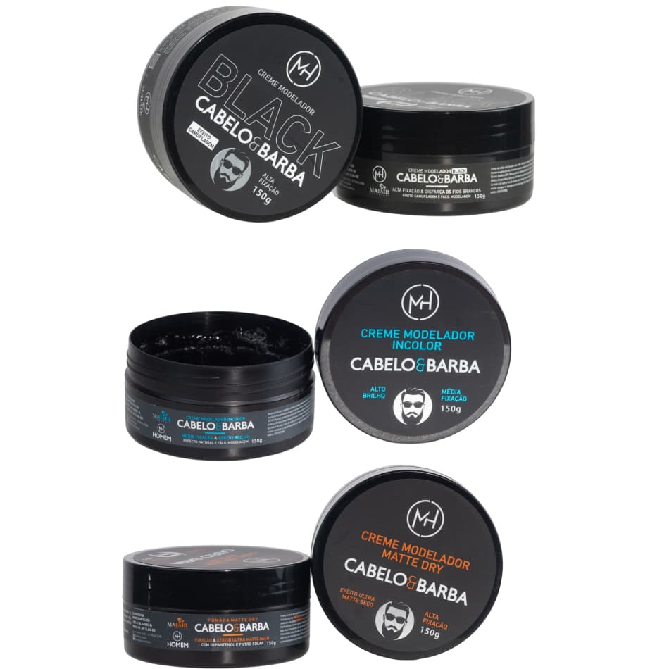 Creme Pomada Modeladora Toque Seco Para Cabelo e Barba Linha Homem Completa Mahair - Promoção !
