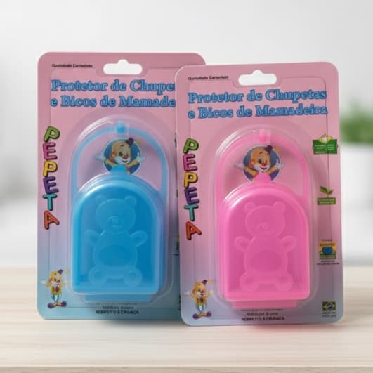 Porta Chupeta e porta bico de mamadeira  azul e rosa pepeta