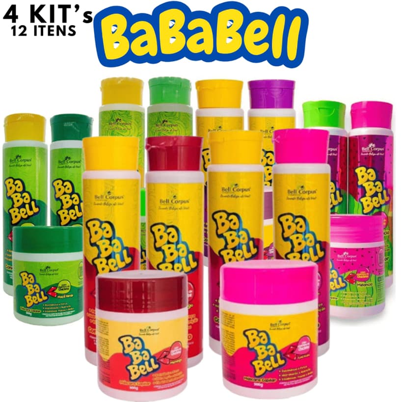 Kit 12 Itens Capilar Bababell Shampoo e Condicionador com Máscara de Hidratação BellCorpus