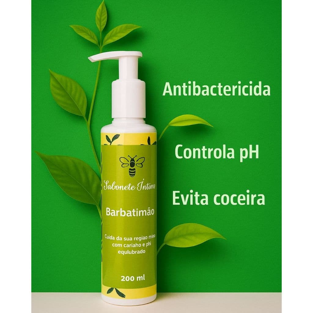 SABONETE ÍNTIMO VEGANO 200ML NATURAL BARBATIMÃO, ÓLEO DE ROSA MOSQUETA E ÓLEO DE ABACATE
