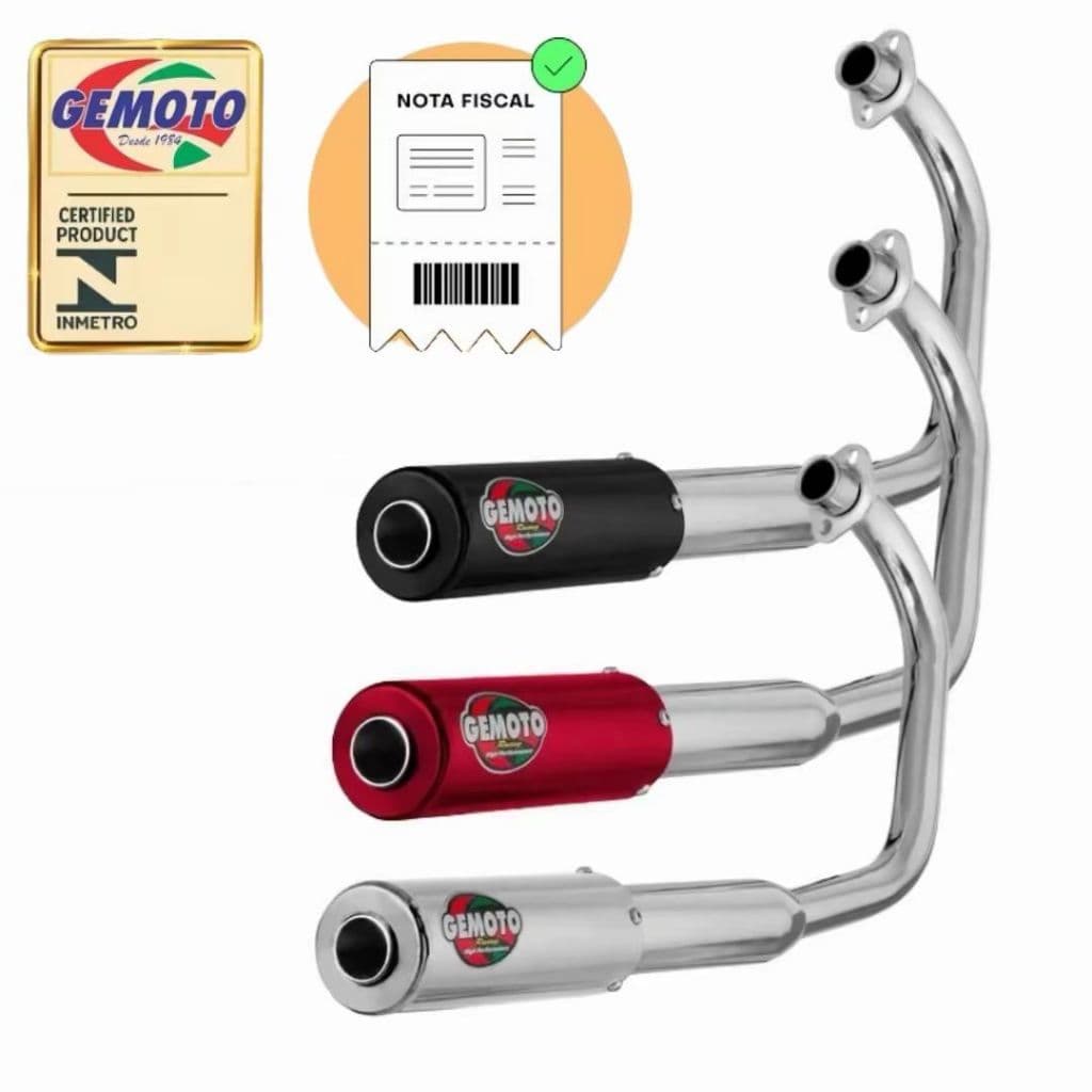 ESCAPAMENTO GEMOTO RACING VERMELHO VARIAS MOTOS
