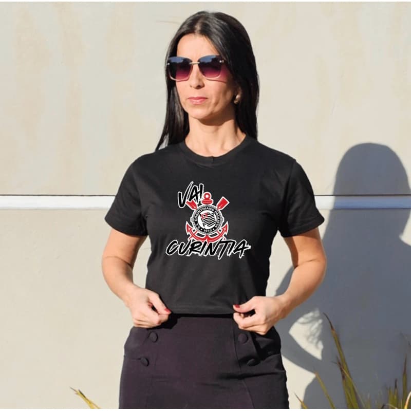 Cropped Baby Look Top Corinthians Timão Curintia Time Feminino