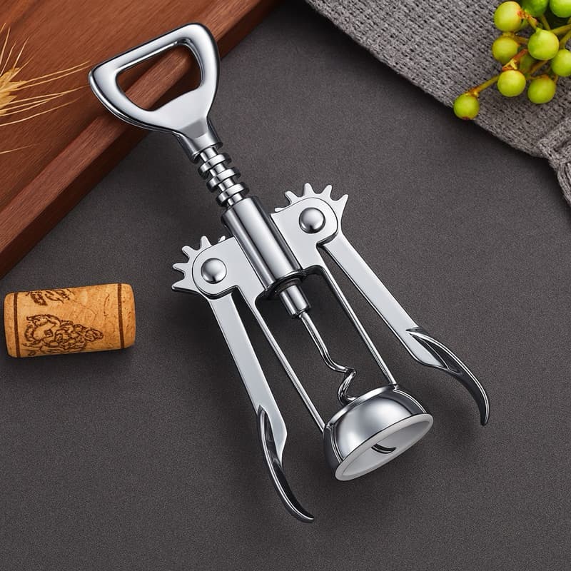 Saca-Rolhas Tipo Borboleta em Aço Inox – Abridor de Garrafas Multiuso para Vinhos e Bebidas