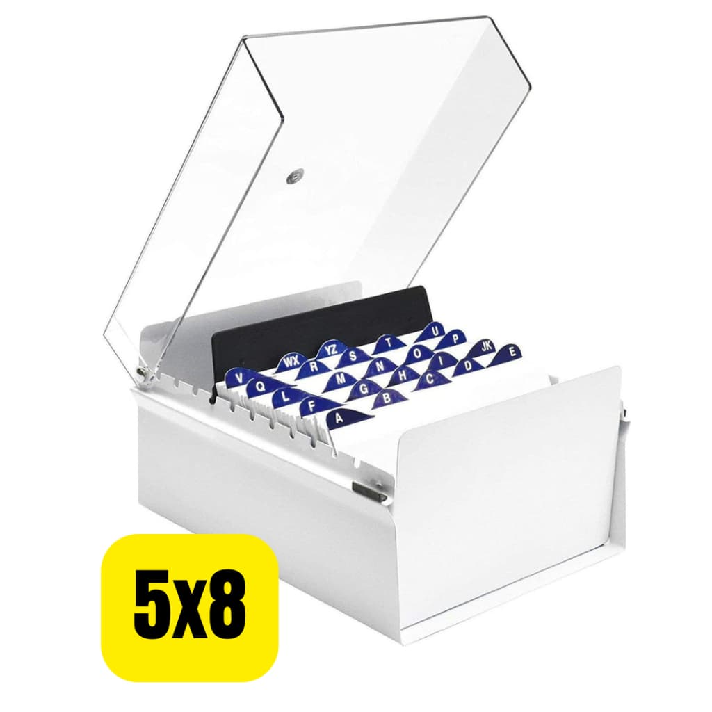 Fichários Para Fichas Padronizadas 5X8 Branco Cristal C/ Índice Abecedario A-Z TAMANHO: 27x15x22cm - 923 Envio Imediato