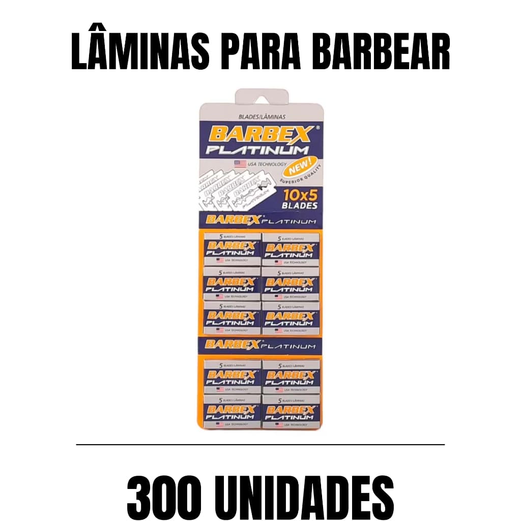 Kit 300 Unidades Lâminas Barbex Platinum Para Barbear  Aço Inoxidável Profissional