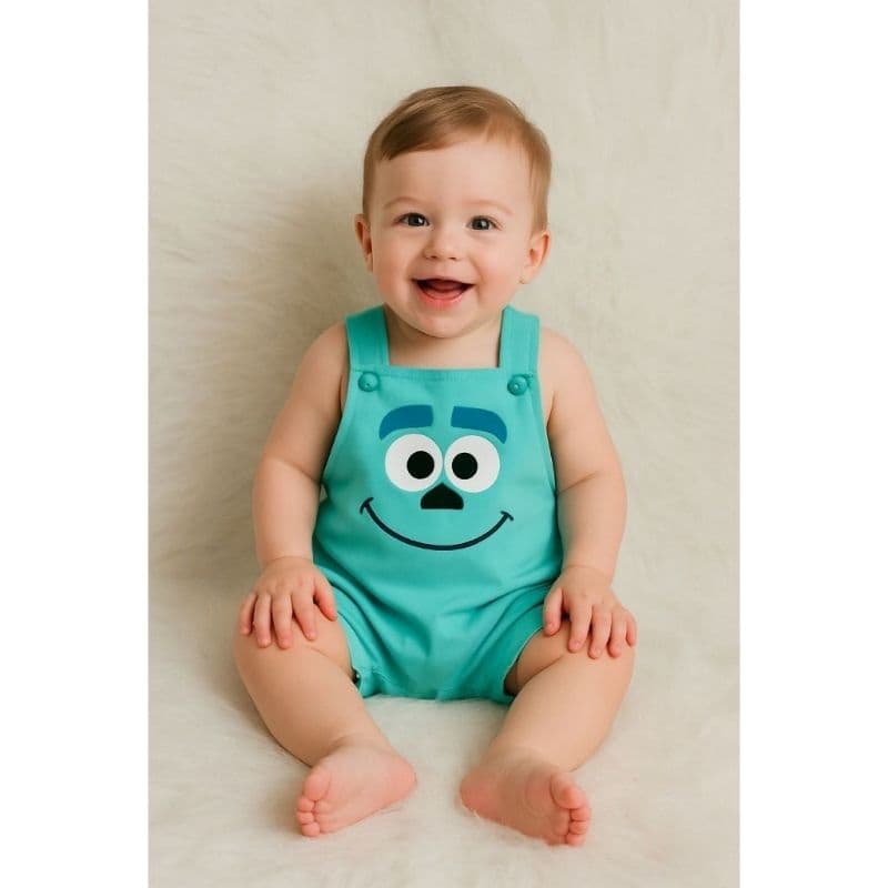 romper menino tematico macaquinho personalizado tema Mike e Sullivan
