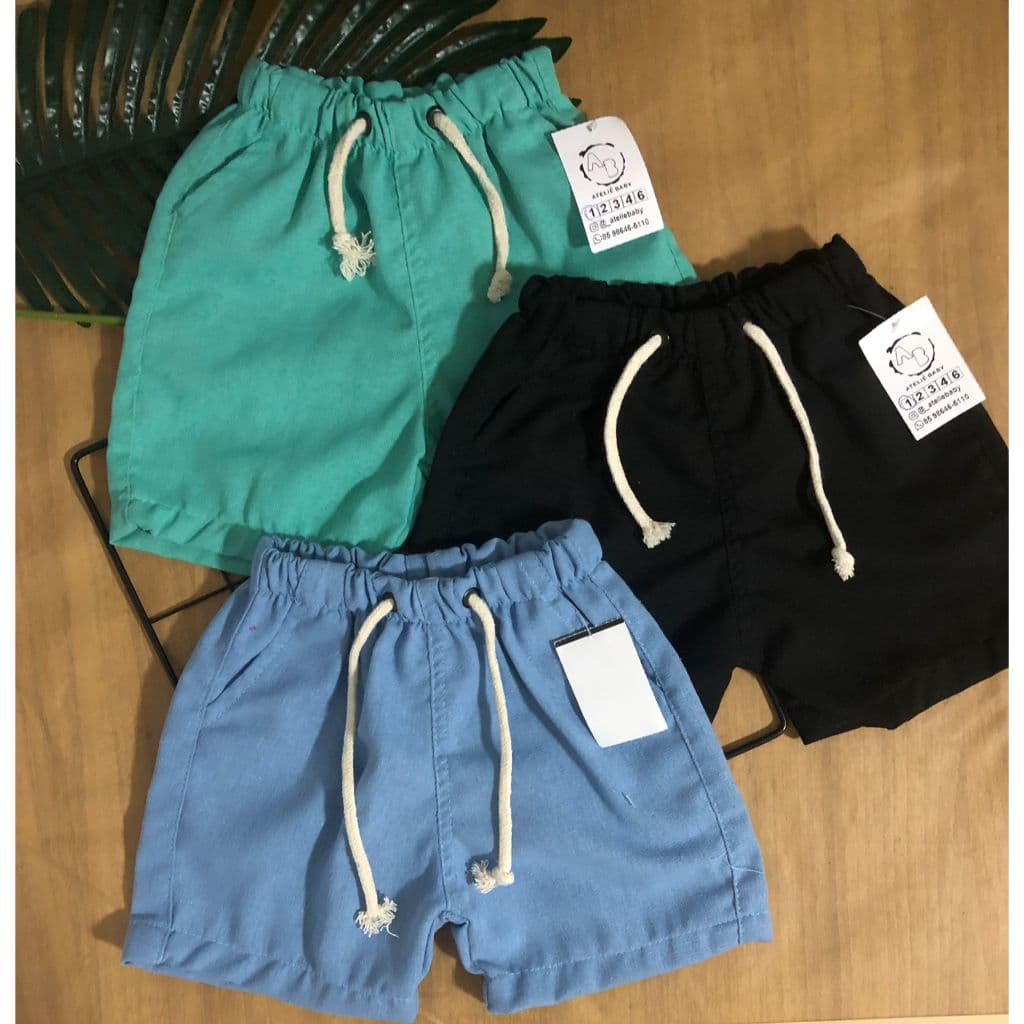 Short linho bebê Shortinho Infantil em Linho Menino Bermuda Infantil Baby Meninos Roupa Masculina Bebês