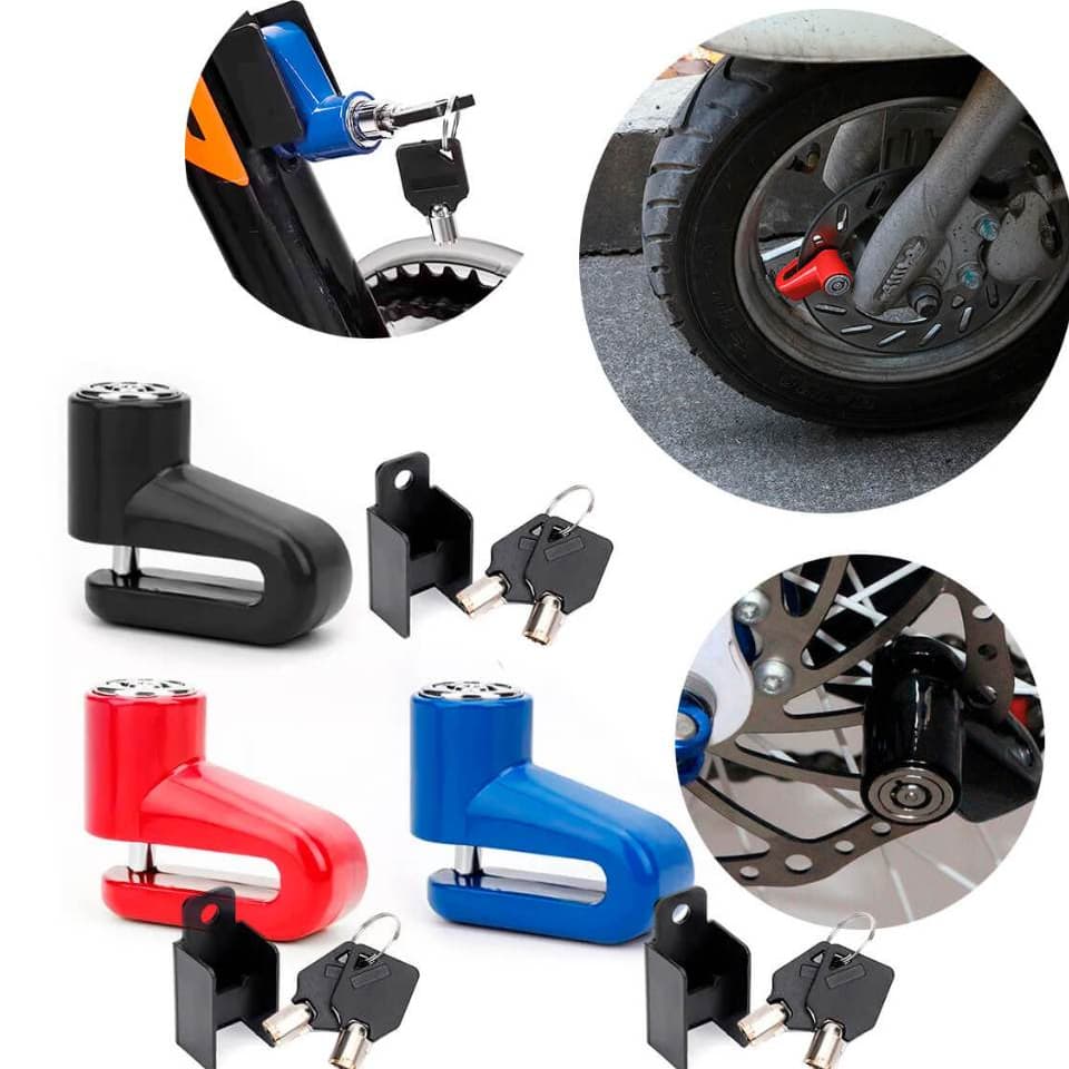 TRAVA CADEADO AÇO ANTIFURTO MOTO BICICLETA UNIVERSAL 2 CHAVES SUPORTE PARA FREIO A DISCO