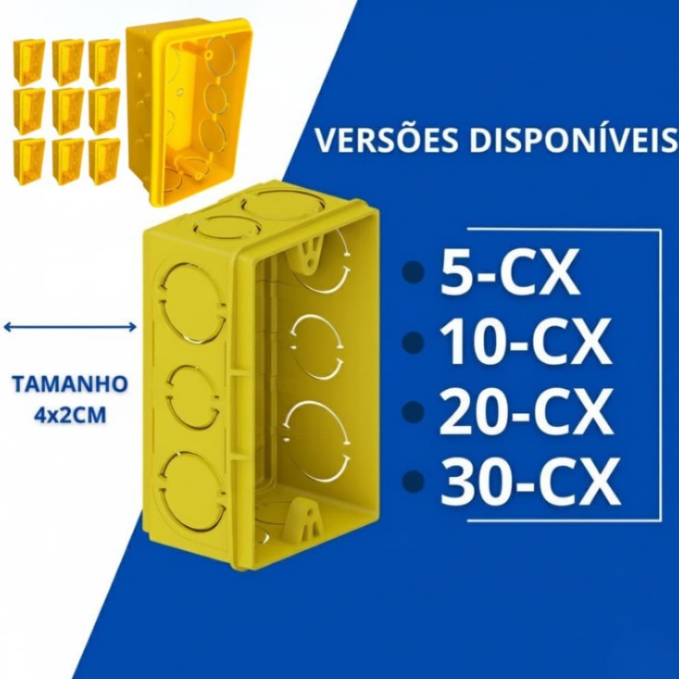 Caixa de Luz Amarela PVC 4x2 Reforçada Tomada Embutir Parede Obra Promoção !