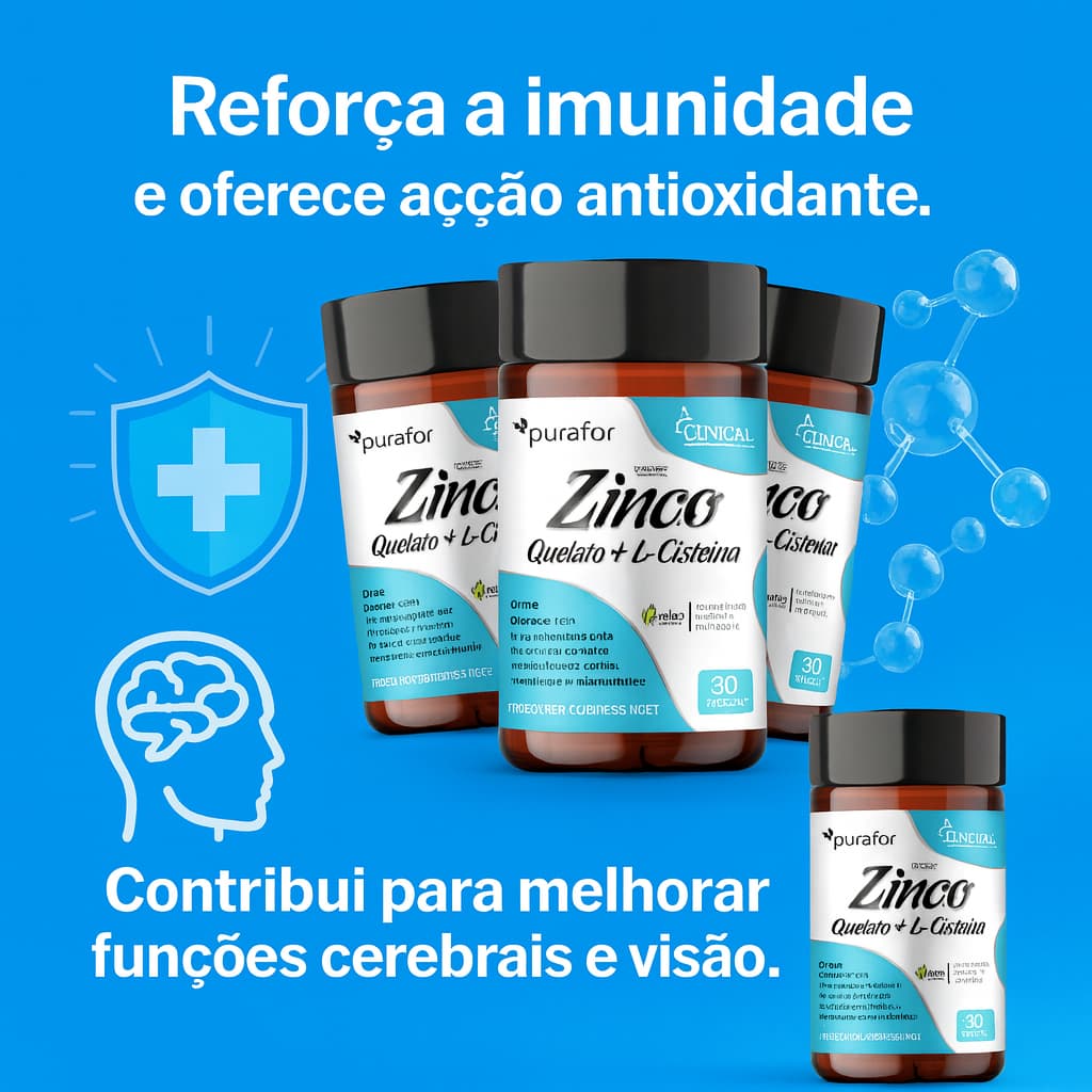 Suplemento com 3 Potes Zinco Com Cisteína - Vitalidade e disposição em 90 cápsulas