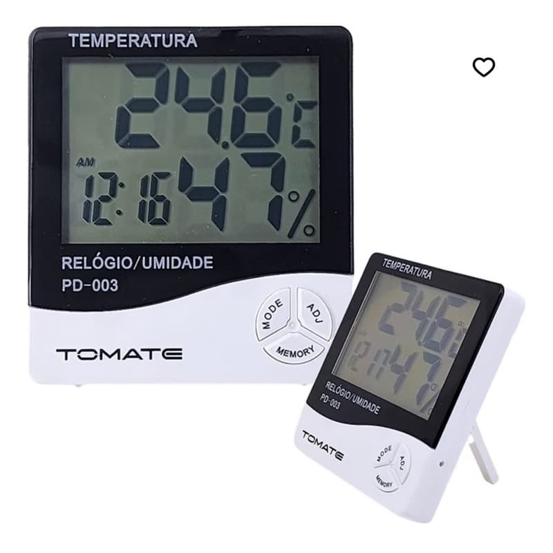 Termo Higrômetro Medidor Umidade Temperatura Relógio Digital