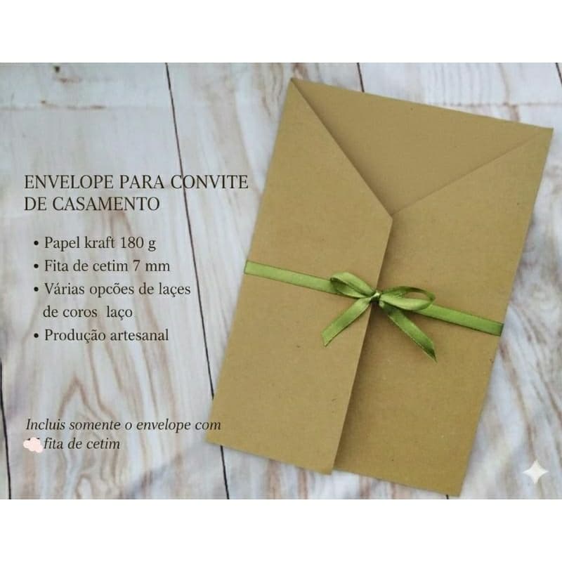 Envelope para convite de casamento corte em V.varias cores verdoliva, marrom terracot lavand serenity... elegant rústico
