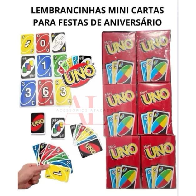 kit 12 / 24 /36 /48Lembrancinha Mini Jogo de cartas UNO cartas festas aniversario PROMACAO
