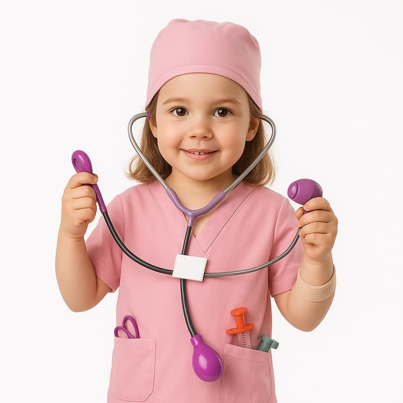Fantasia Infantil Médica  Enfermeira Uniforme Profissões Criança Laboratório Carnaval 5-8 Anos