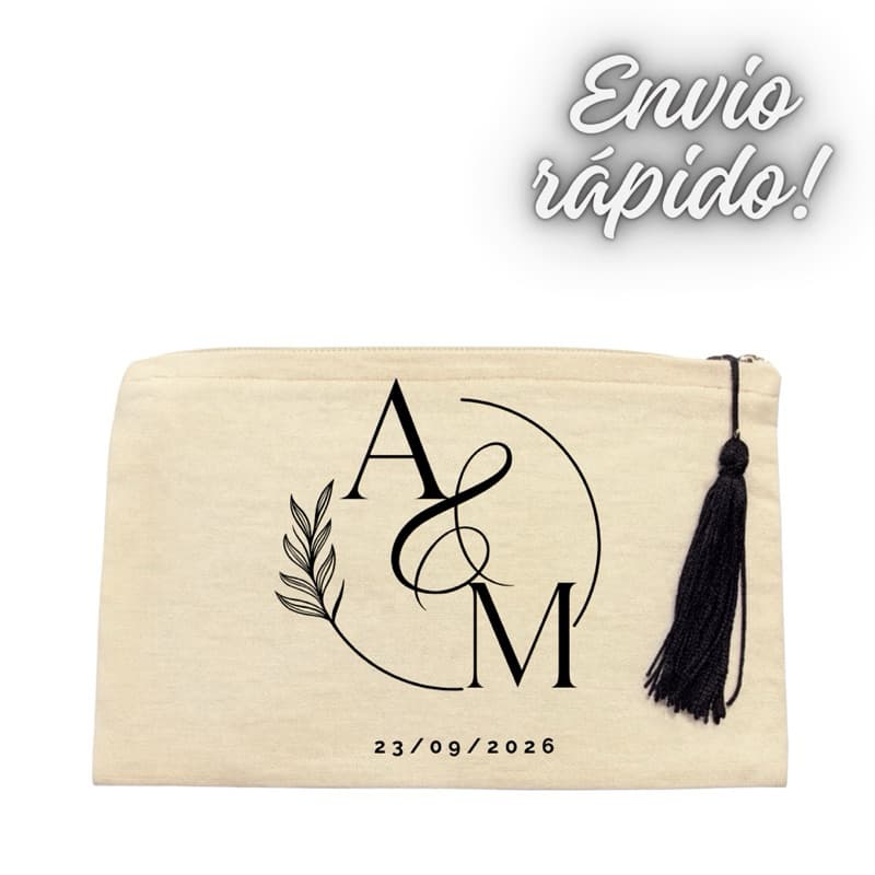 Kit 8 Necessaire Casamento Personalizada | Iniciais dos Noivos | Arte Minimalista Luxo